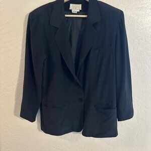 Y Spenser Jeremy 100% Silk Vintage Black Three Button Collared Blazer